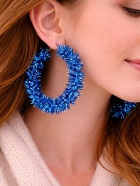 ⚠️ 5/25: Blue Tinsel Hoop Earrings